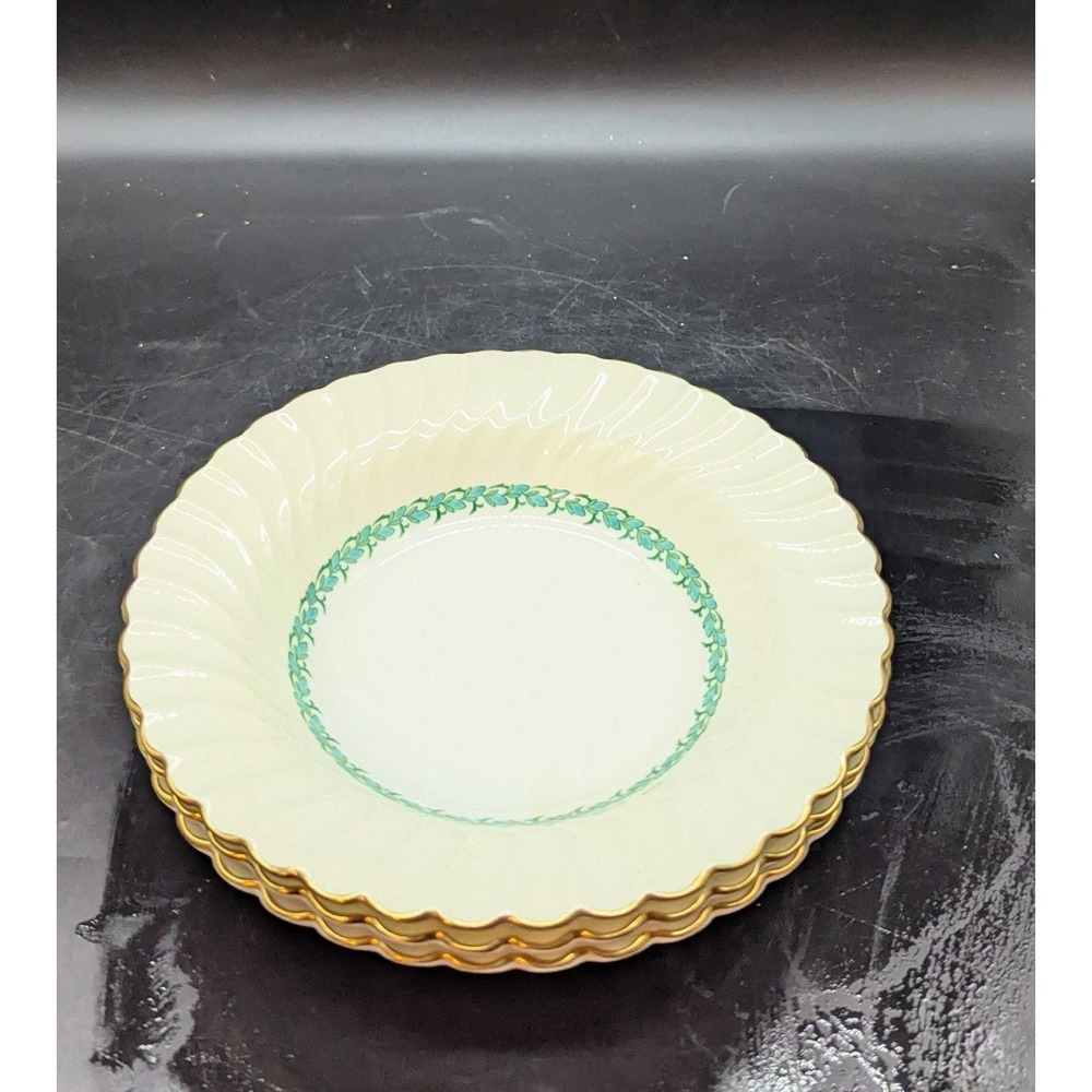 Vintage Minton Lady Rodney Set Of 3 Rimmed Soup Bowls Cream with Green 8"